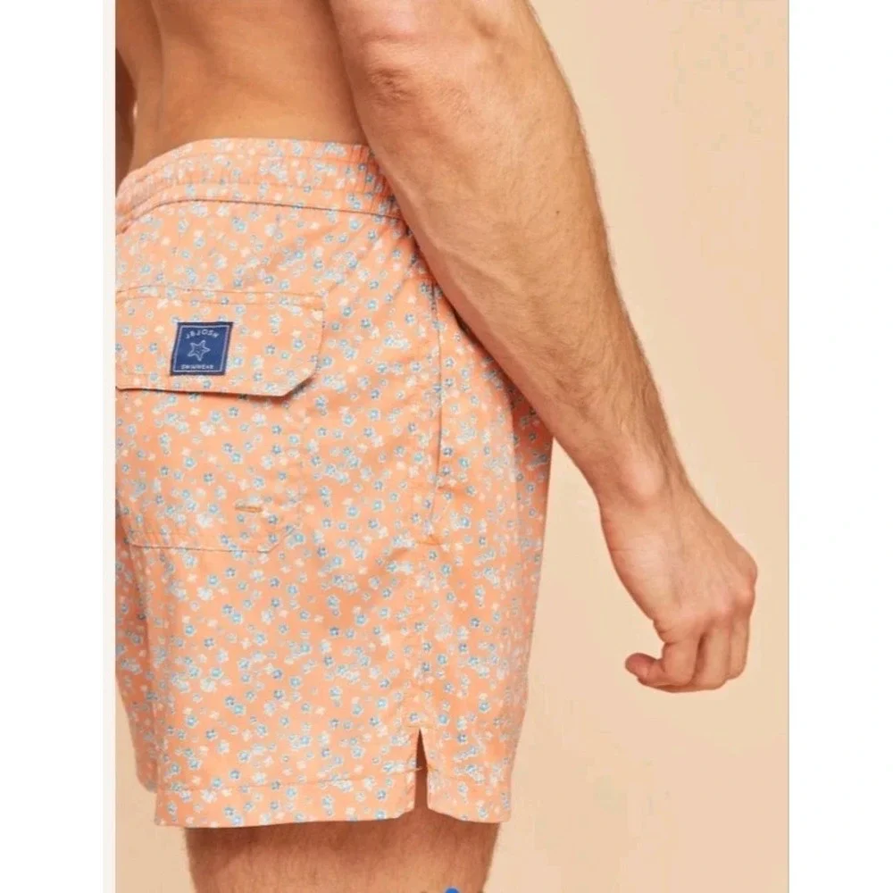 J&Josh Men's Swim Shorts Orange Flowers Luxury Swim Trunks Sz XXL JS26B2307 NWT